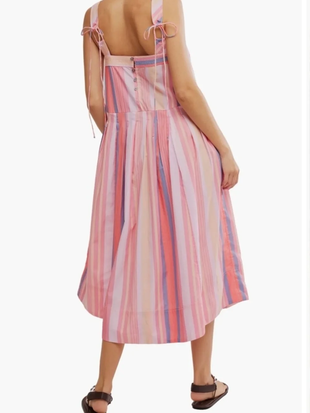 Free People Pink Multi-Stripe Midi Dress